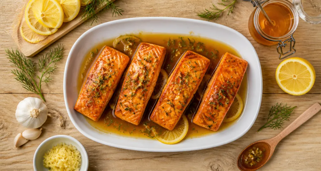 marinade pour le saumon avec miel citron et soja