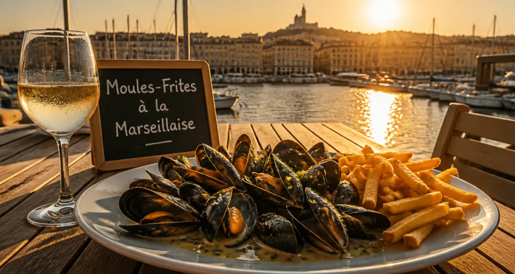 moule frite marseille assiette terrasse vieux port