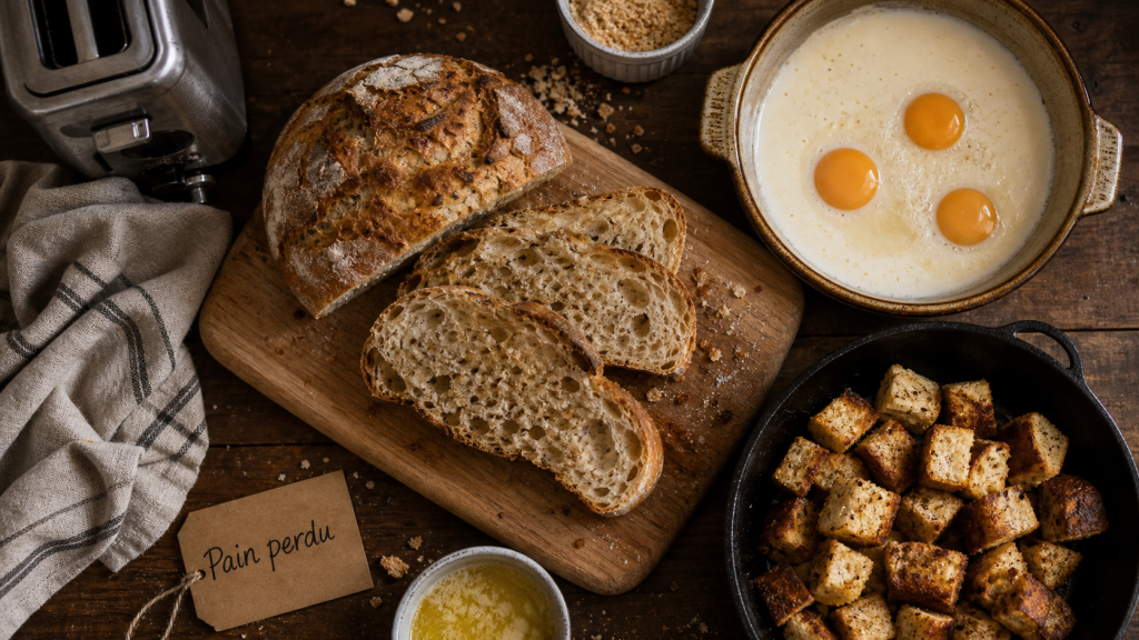 Pains rassis : pain perdu et croûtons dorés