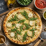 Pizza garniture chèvre noix roquette maison