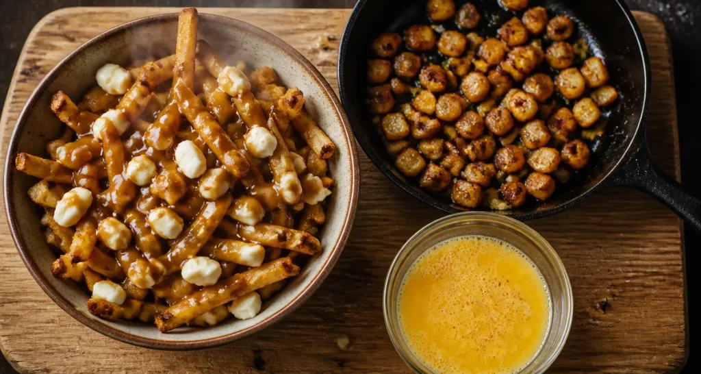Que faire avec des frite froides : frites gourmandes au fromage et sauce