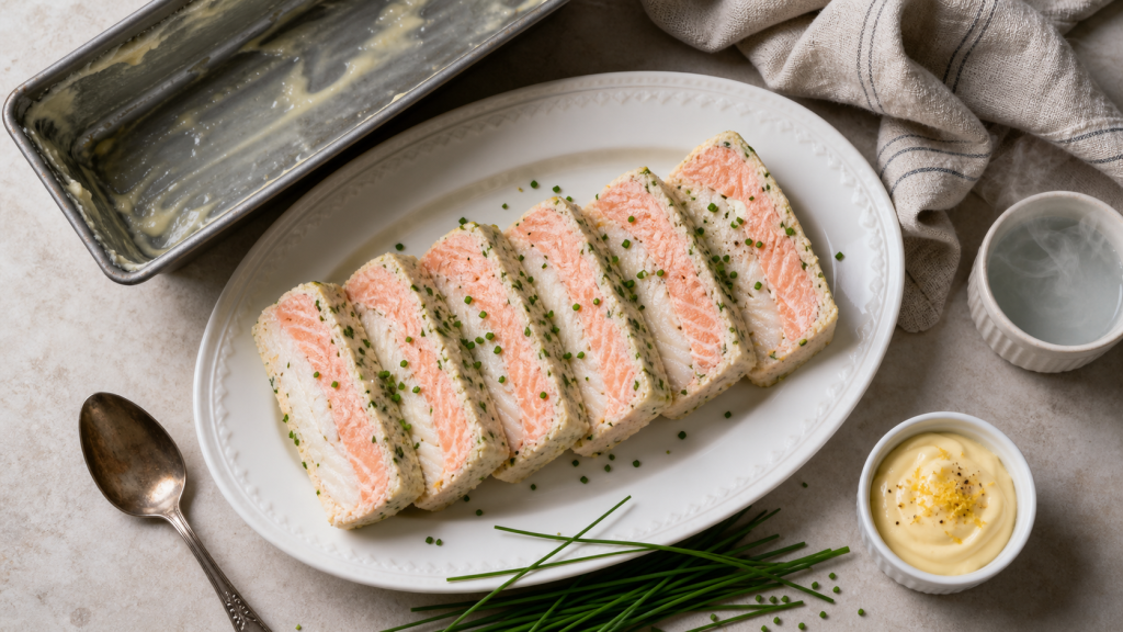 Terrine de poisson saumon cabillaud fondante au bain-marie