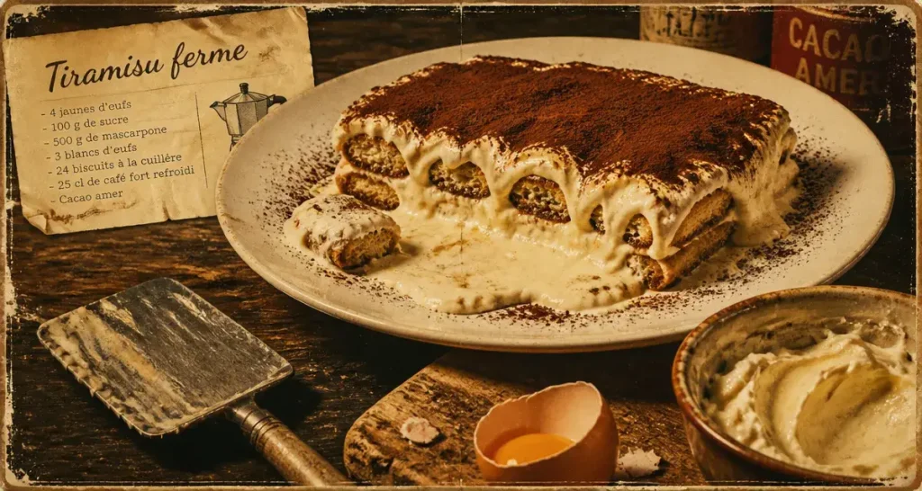 Tiramisu trop liquide : mousse ferme, crème étalée