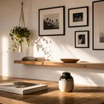 Décorer mur blanc : cadres noirs et blancs sur mur blanc