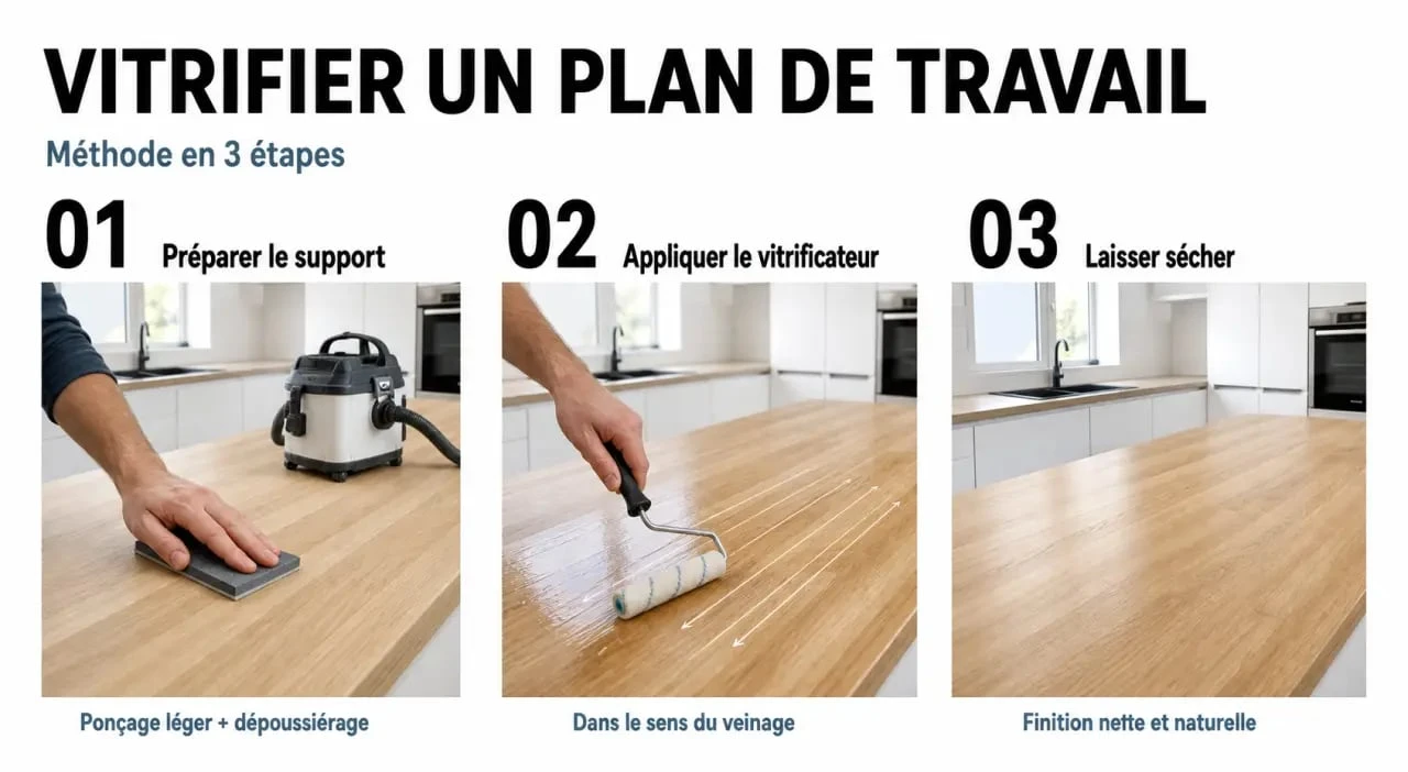 Comment vitrifier un plan de travail en bois en 3 étapes