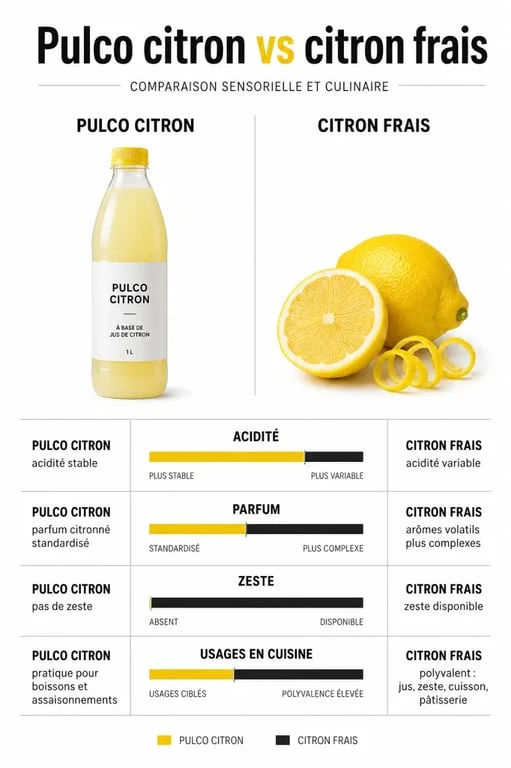 Le pulco peut il remplacer le citron : comparaison visuelle entre Pulco citron et citron frais