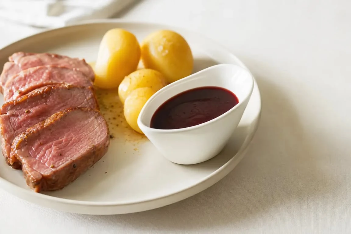 Recettes saucier seb : sauce au vin brillante servie avec une viande rôtie