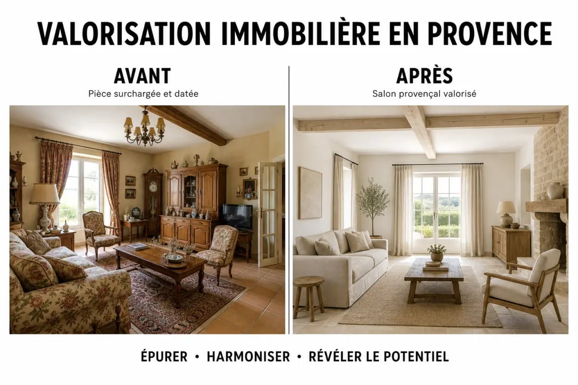 Comment valoriser son bien immobilier grâce à une décoration provençale avec un avant/après d’un salon lumineux