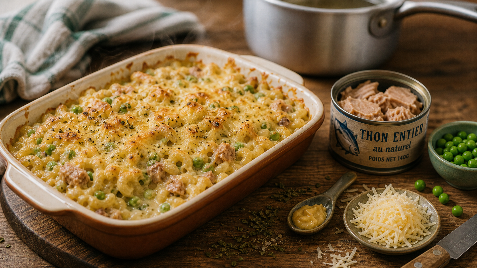 Gratin de coquillettes au thon, recette facile pas cher