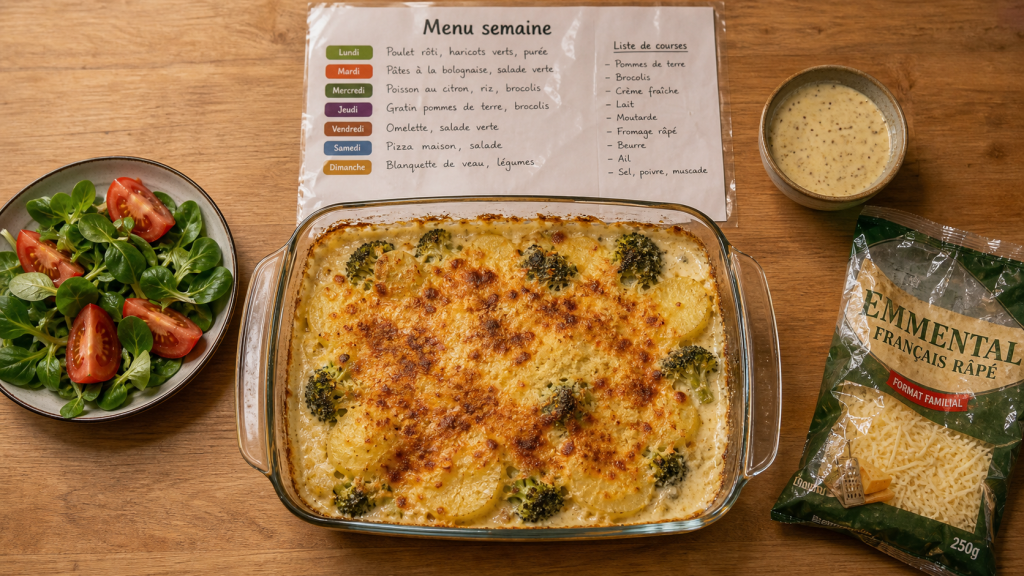 Menu famille semaine : 7 dîners et gratin express jeudi