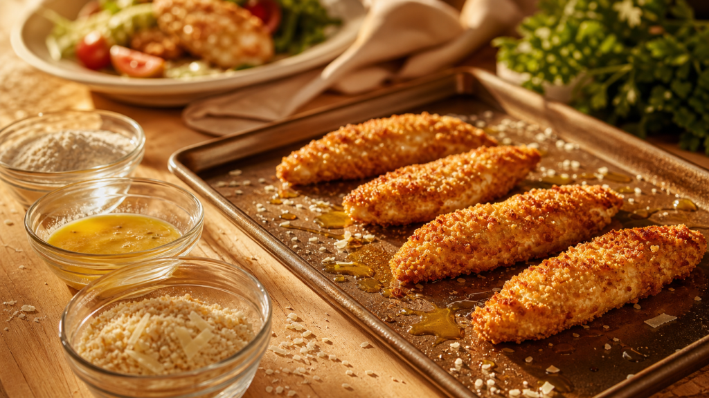 Plat a base de poulet au parmesan croustillant