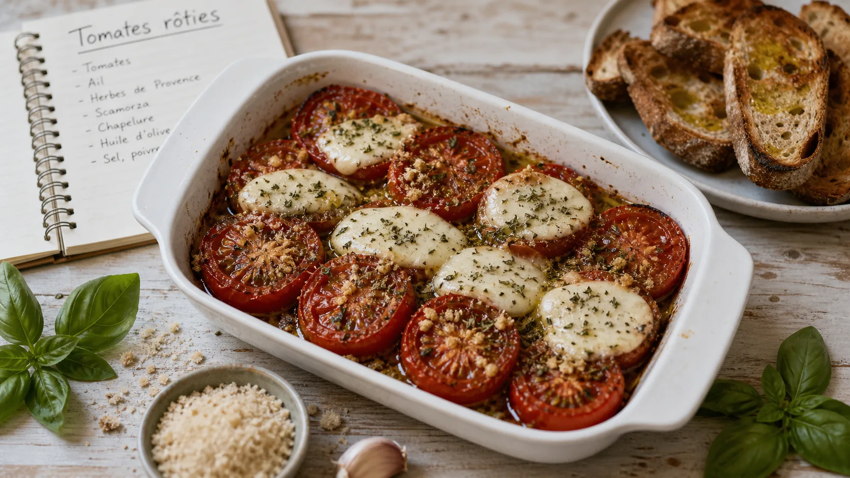 Recette avec tomates rôties au four, sauce ou salade