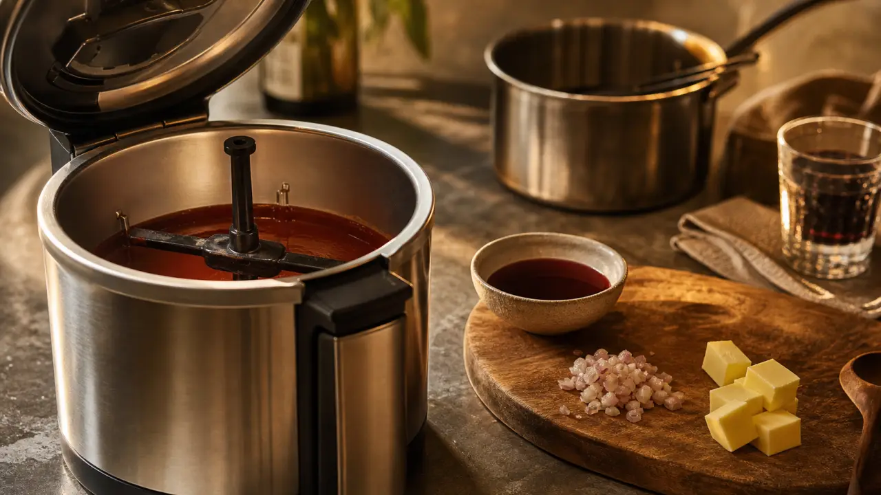 Recettes saucier SEB : sauce au vin au Saucier SEB, beurre ajouté