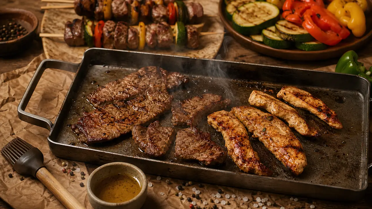 Viandes pour plancha : bœuf et volaille grillés sur plancha
