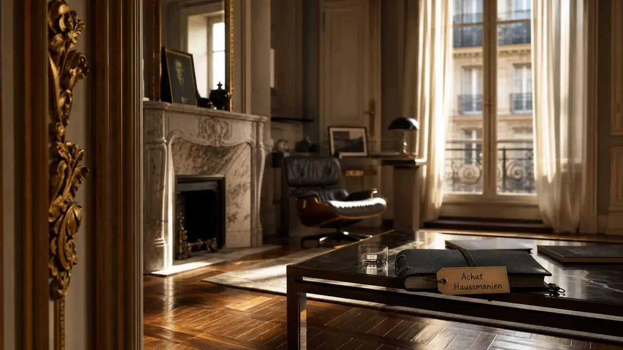 Acheter appartement haussmannien Paris : salon haussmannien, moulures et parquet