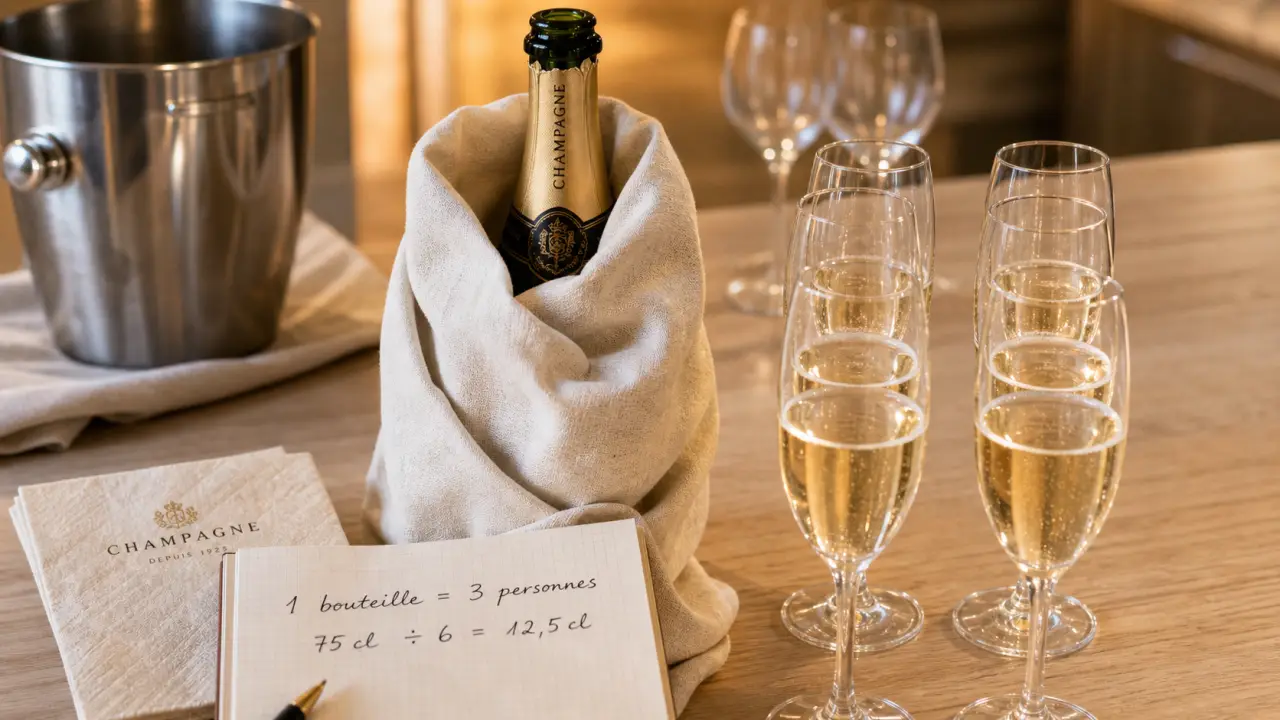 Combien de champagne par personne : 6 flûtes pour une bouteille de champagne 75 cl