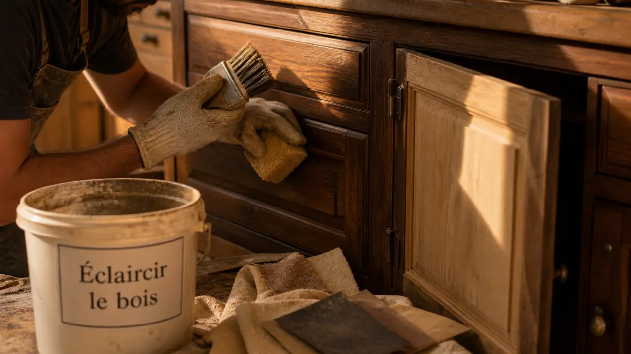Eclaircir le bois : chêne foncé jauni ou grisé, avant/après