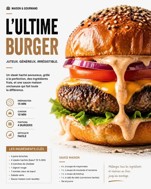 Recette de sauce maison pour hamburger onctueuse et gourmande sur un burger