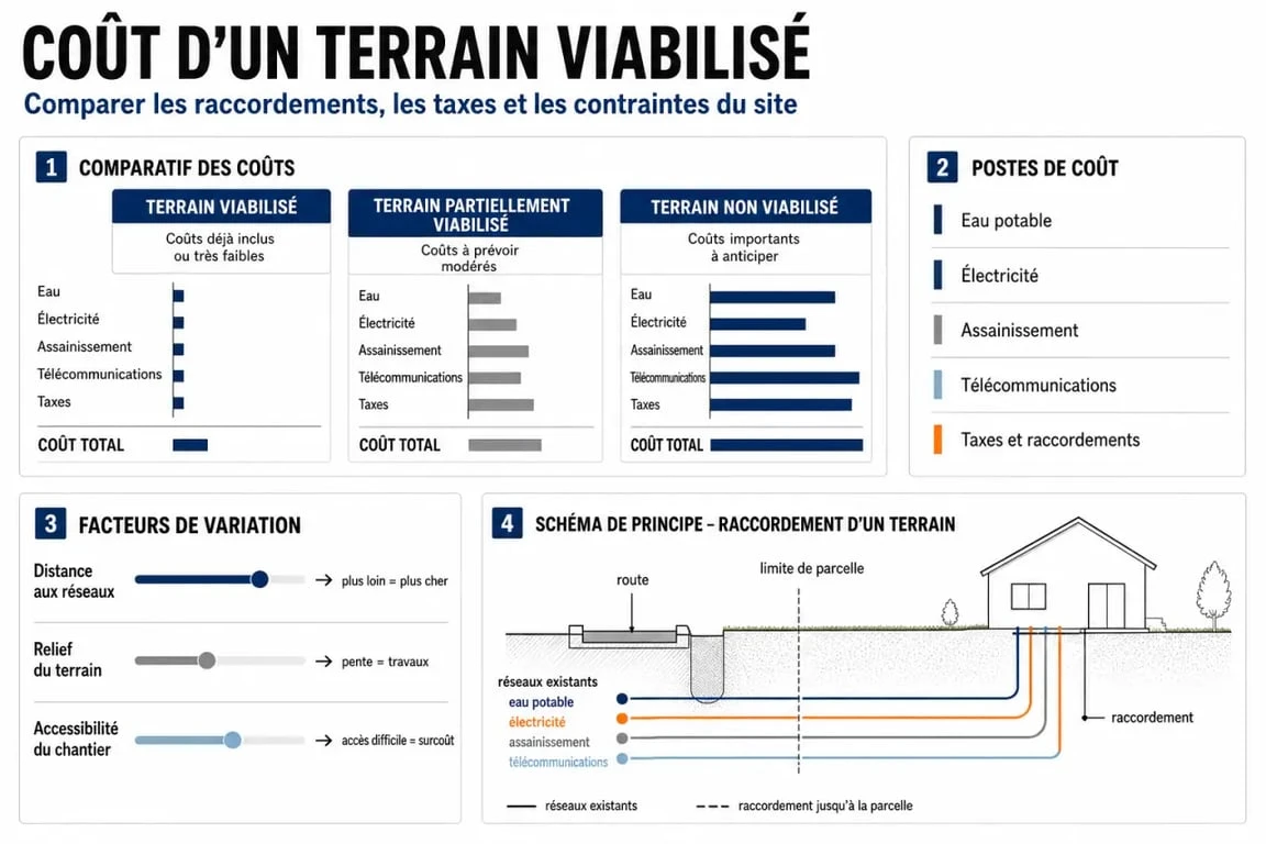 Coût terrain viabilisé : comparaison des postes de viabilisation et des facteurs de prix