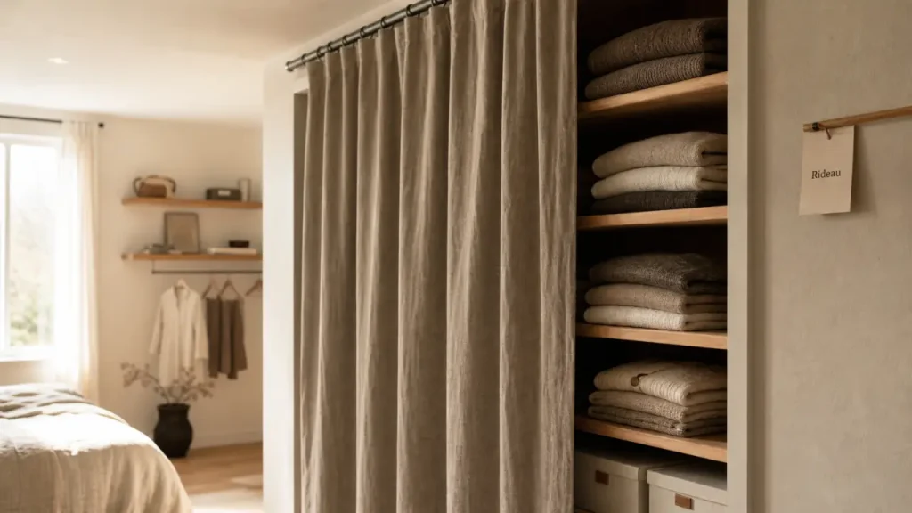 Placard sans porte : rideau, portes coulissantes ou panneaux, quelle solution choisir ?