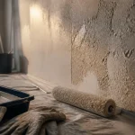 Peinture pour crepis interieur : sous-couche sur mur en crépi relief