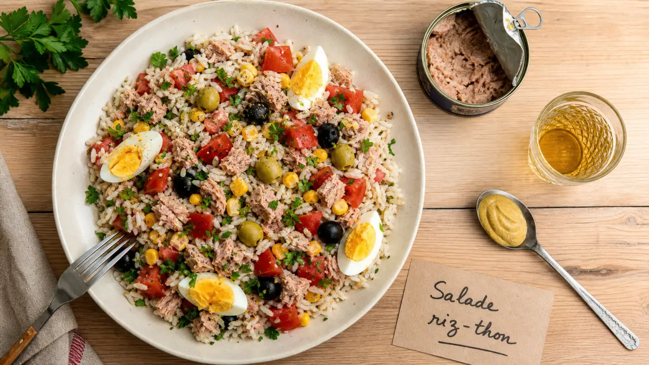 Recette salade de riz au thon : salade de riz au thon brillante et fraîche