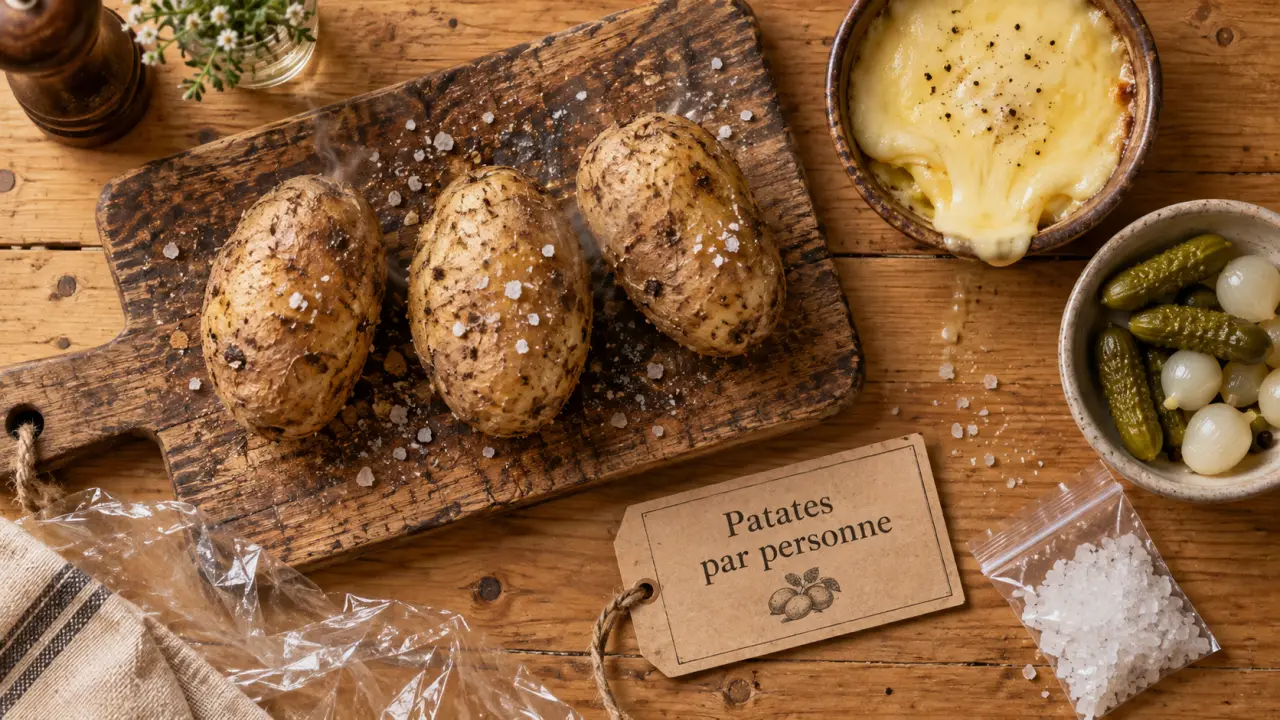Combien de patate par personne raclette : 250 à 300 g de pommes de terre