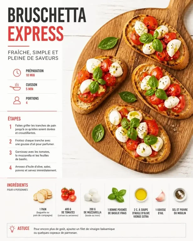Bruschetta express réalisée avec du pain rassis