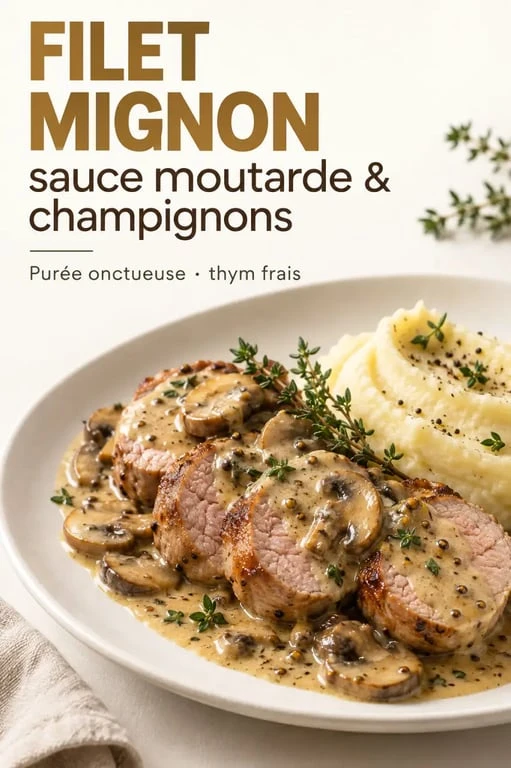 Cuisiner des filets mignons de porc avec sauce moutarde et champignons