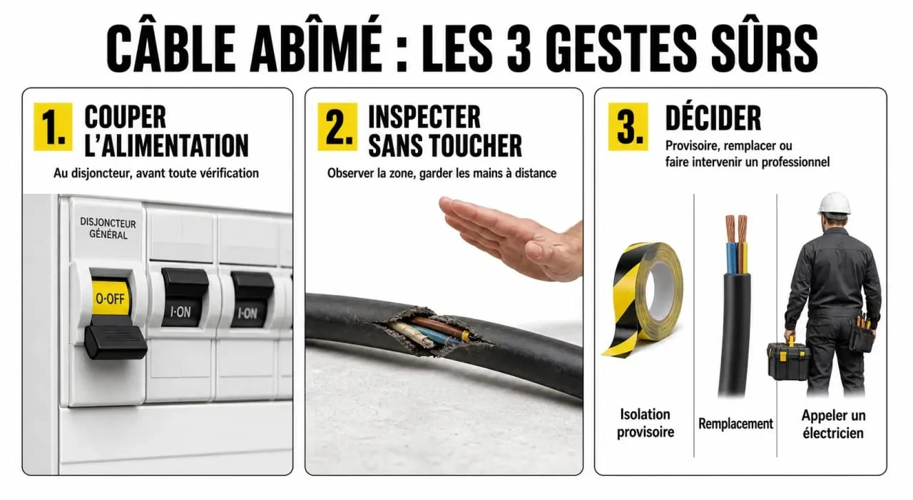 Appareil électeique abimé : comment couper le courant, inspecter le câble et décider de réparer ou remplacer