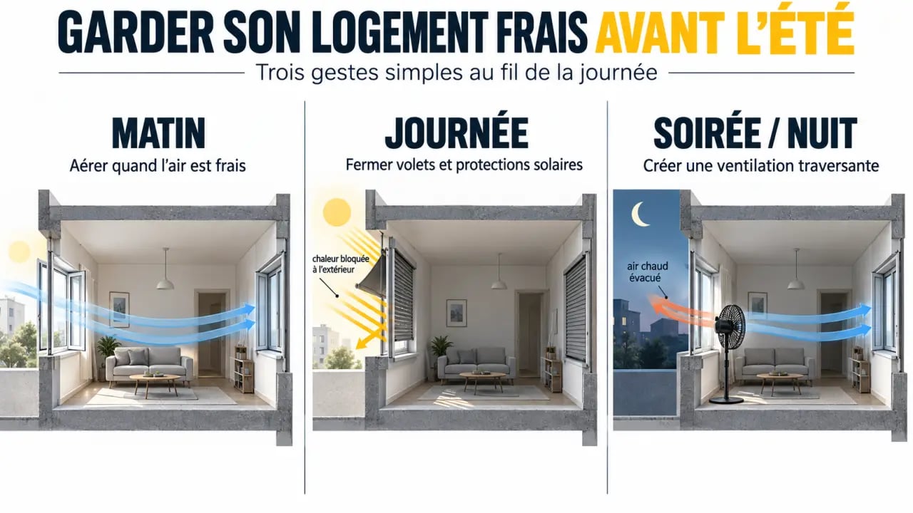 Optimiser le confort thermique de son logement avant l’été avec les bons gestes matin, journée et nuit