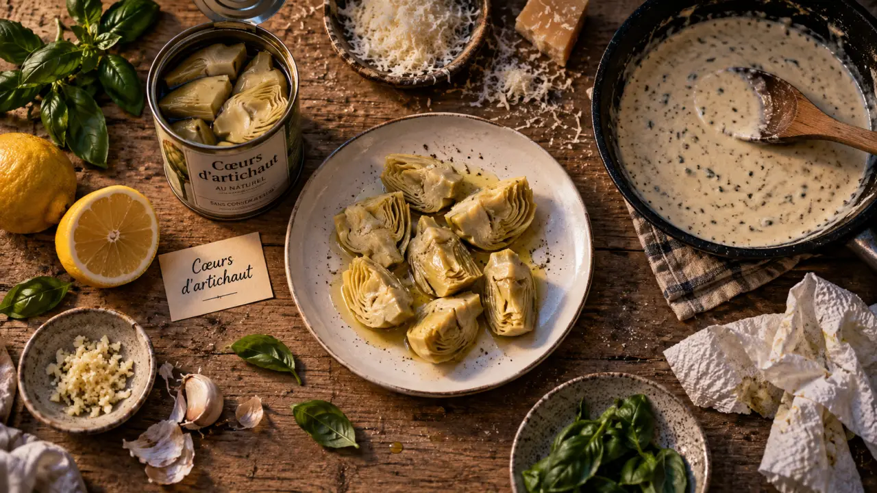 Recette avec coeur d artichaut en conserve : cœurs d’artichaut, poêle et sauce crème