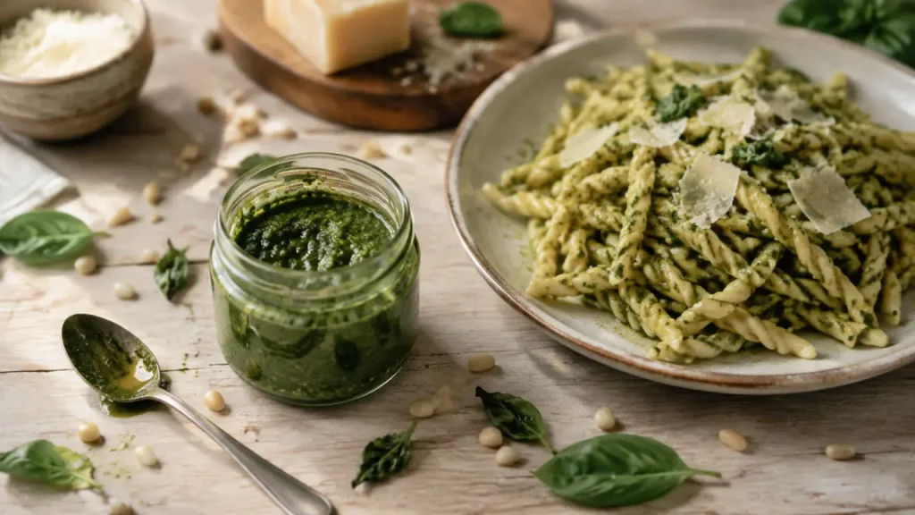 Pesto basilic maison : la recette en 5 min, huile en filet et repos au frais