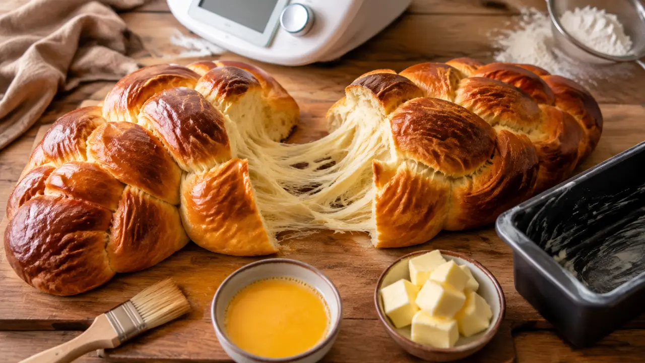Recette thermomix brioche mie filante : beurre ajouté après premier pétrissage