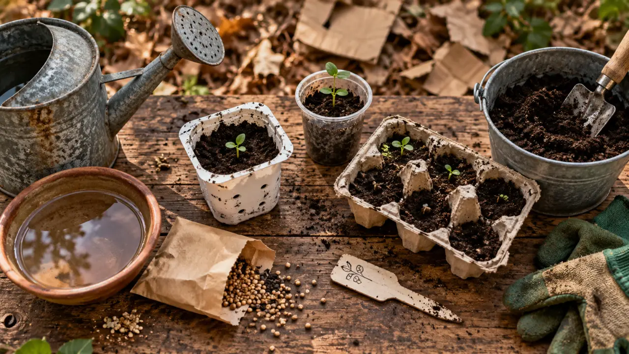 Astuces jardinage : semis maison en contenants récupérés, moins d’eau
