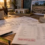Construction maison pas cher : plans et budget en bureau de chantier