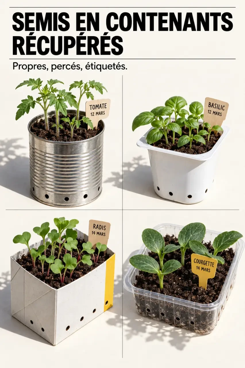 Astuces jardinage pour réussir des semis dans des contenants récupérés