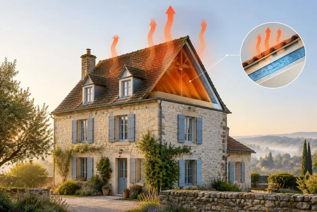Rénovation énergétique d&rsquo;une maison ancienne : la toiture concentre 30 % des pertes, l&rsquo;ordre des travaux fait le reste